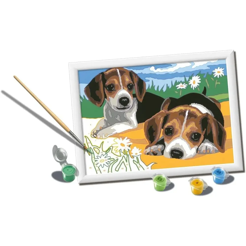 NEW Ravensburger CreArt Paint by Numbers Kit Jack Russell Puppies